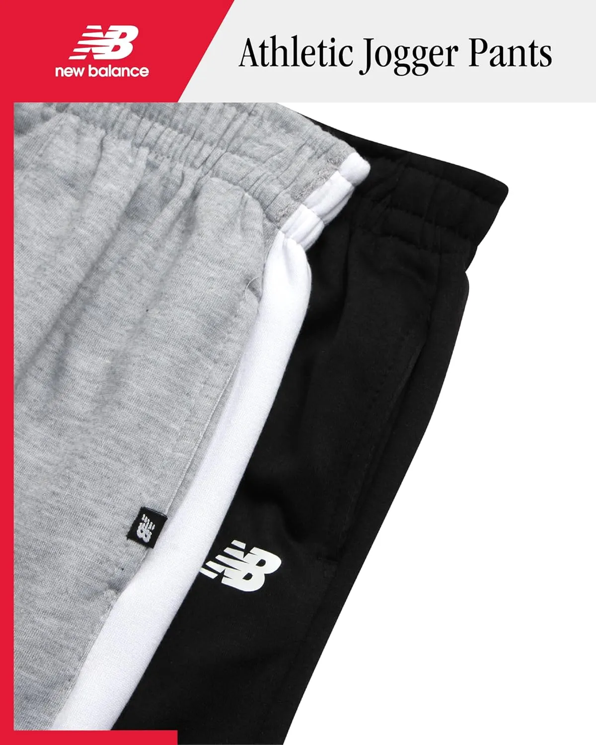 New Balance Boys Sweatpants - 2 Pack Lightweight Fleece Boys Athletic Pants with Pockets and Adjustable Waistband (8-20)