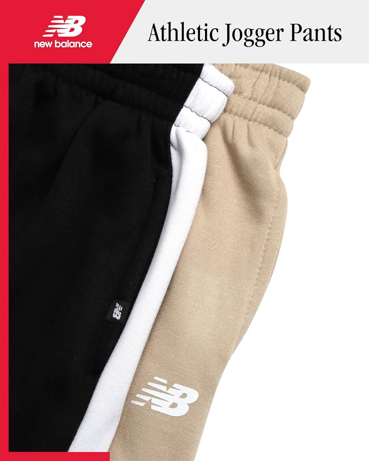New Balance Boys Sweatpants - 2 Pack Lightweight Fleece Boys Athletic Pants with Pockets and Adjustable Waistband (8-20)