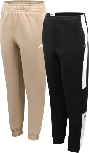 New Balance Boys Sweatpants - 2 Pack Lightweight Fleece Boys Athletic Pants with Pockets and Adjustable Waistband (8-20)