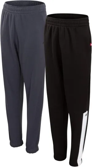 New Balance Boys Sweatpants - 2 Pack Lightweight Fleece Boys Athletic Pants with Pockets and Adjustable Waistband (8-20)