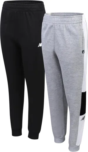 New Balance Boys Sweatpants - 2 Pack Lightweight Fleece Boys Athletic Pants with Pockets and Adjustable Waistband (8-20)