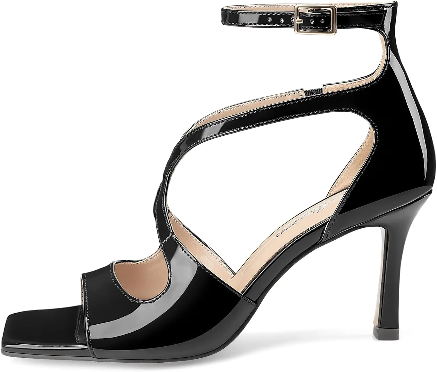 Oh Mispares Women’s Stiletto Heel Sandals Square Open Toe Strappy High Heels Ankle Strap Buckle 3.5 Inch Summer Dress Shoes for Party Wedding Prom