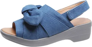 oiangi Bow Platform Sandals for Women Casual Summer Fish Mouth Open Toe Slingback Slipper Solid Comfortable Hook-and-Loop Beach Shoes Sandalias