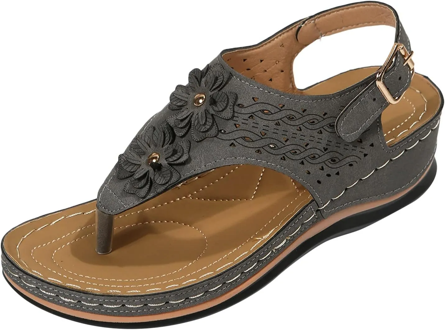 Orthopedic Sandals for Women Flower Sandals Breathable Mesh Shoes Arch Support Wedge Sandal 2025 Non Slip Flip Flops