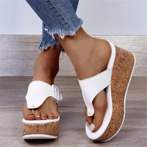 Orthopedic Sandals for Women Walking Slippers with Arch Support Anti-Slip Breathable Sandal Vintage Slip On Women's Orthotic Sandals Flip Flops Comfy Wedge Walking Sandals Women Dressy (White-E, 8)