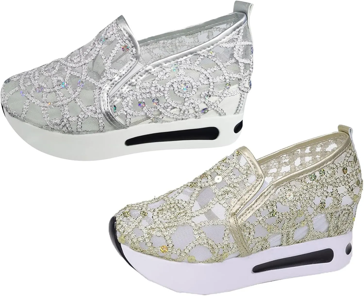 Orthopedic Shoes for Women Slip-on Walking Shoes Mesh Breathable Platform Sneakers Summer High Heel Hidden Sneaker