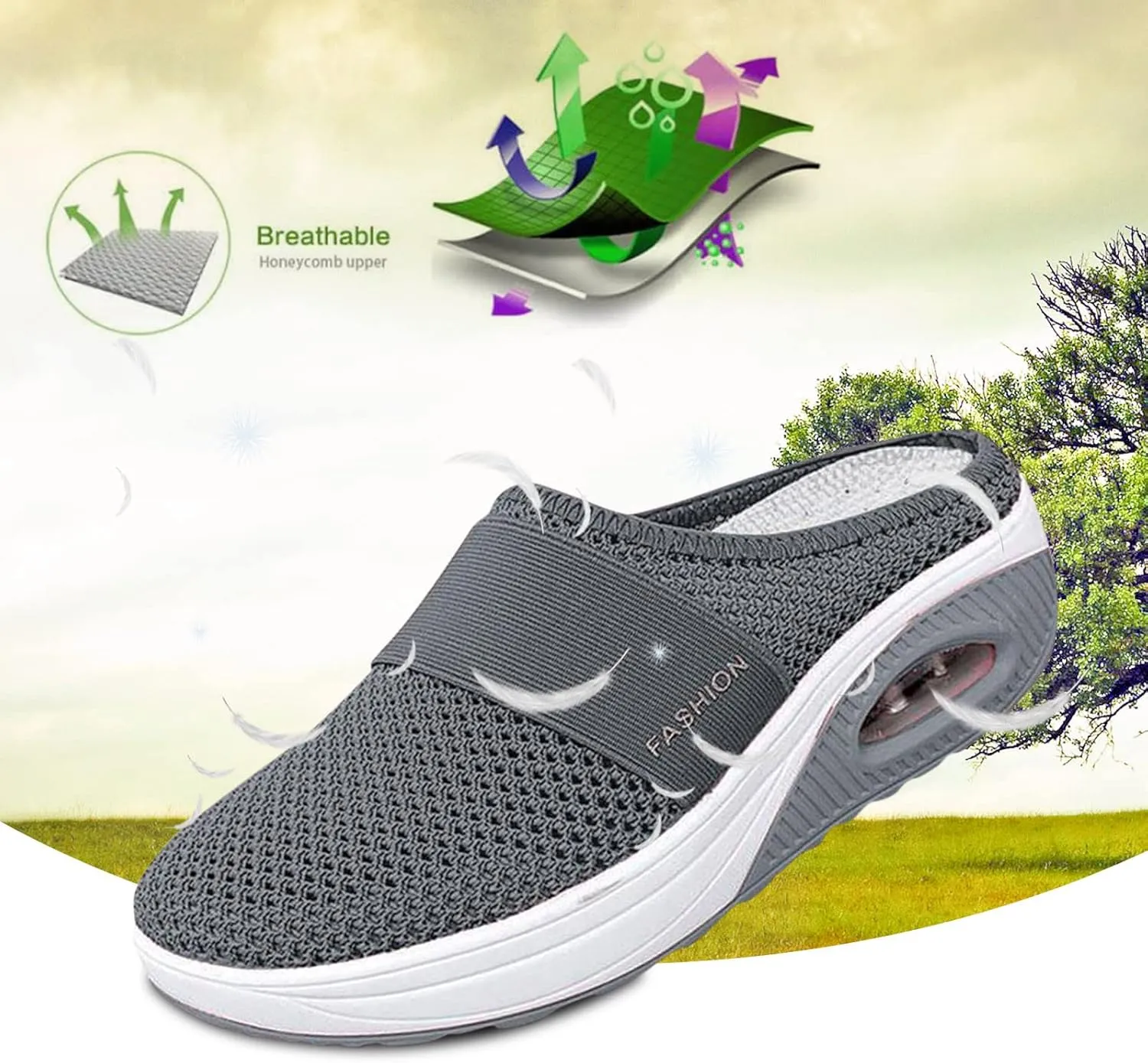 Orthopedic Shoes for Women Slip Ons Walking Shoes Sock Sneakers Slip-On Breathable Mesh Trainers Women's Comfortable Casual Ladies Athletic Shoes Running Jogging Shoes