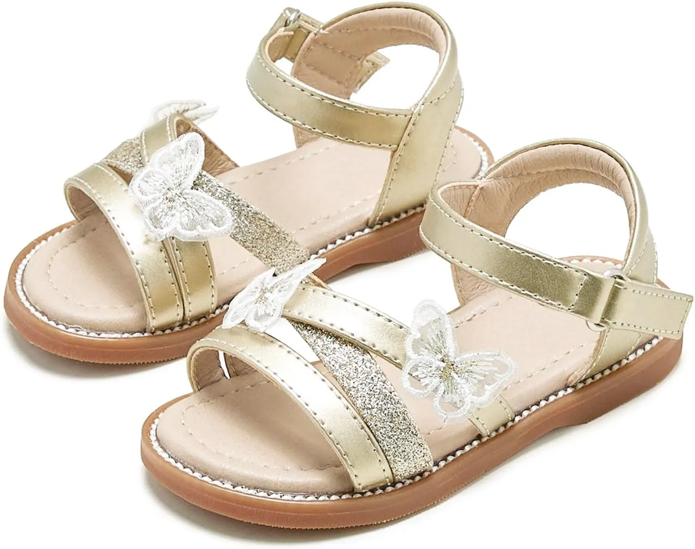 Otter MOMO Girls Open Toe Princess Flat Sandals with Comfort Sole Summer Sandals
