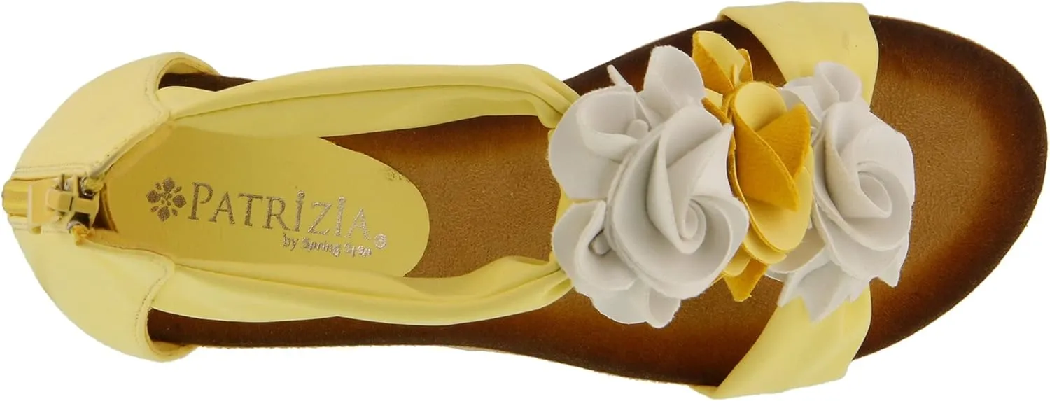 PATRIZIA Women's HARLEQUIN Ankle Strap T-Strap Wedge Sandals - Floral Design, Cushioned Insole, Back Zipper