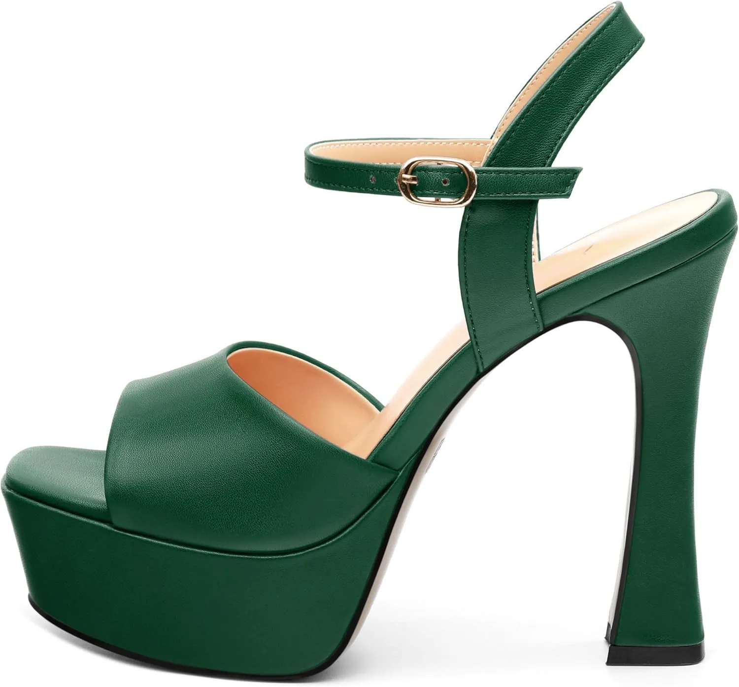 Platform High Heels for Women, Chunky Heels Sandals for Women Comfy Square Open Toe Ankle Strap Stylish Heeled Sandals Party Prom Wedding Dress Pumps Shoes 4.7 Inch