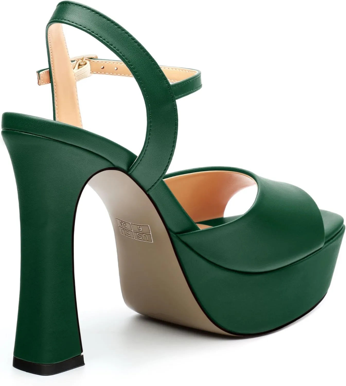 Platform High Heels for Women, Chunky Heels Sandals for Women Comfy Square Open Toe Ankle Strap Stylish Heeled Sandals Party Prom Wedding Dress Pumps Shoes 4.7 Inch