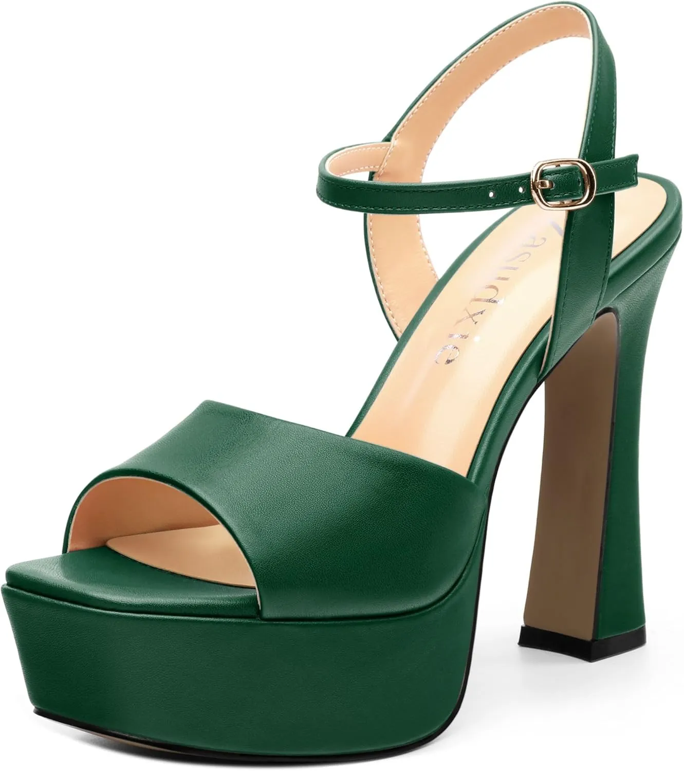 Platform High Heels for Women, Chunky Heels Sandals for Women Comfy Square Open Toe Ankle Strap Stylish Heeled Sandals Party Prom Wedding Dress Pumps Shoes 4.7 Inch