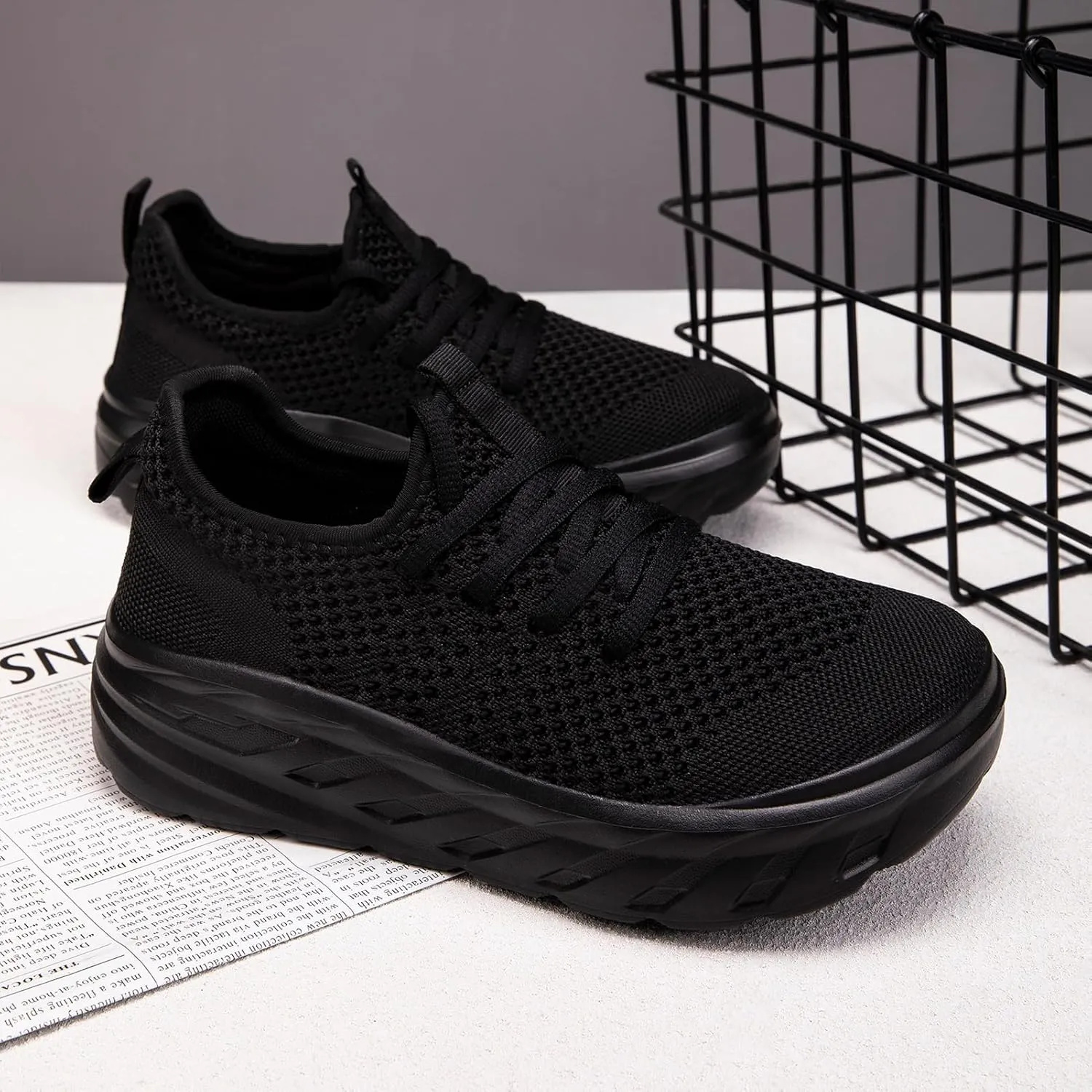 QIJGS Platform Sneakers for Women Fashion Casual Shoes Lightweight Wide mesh Sheos