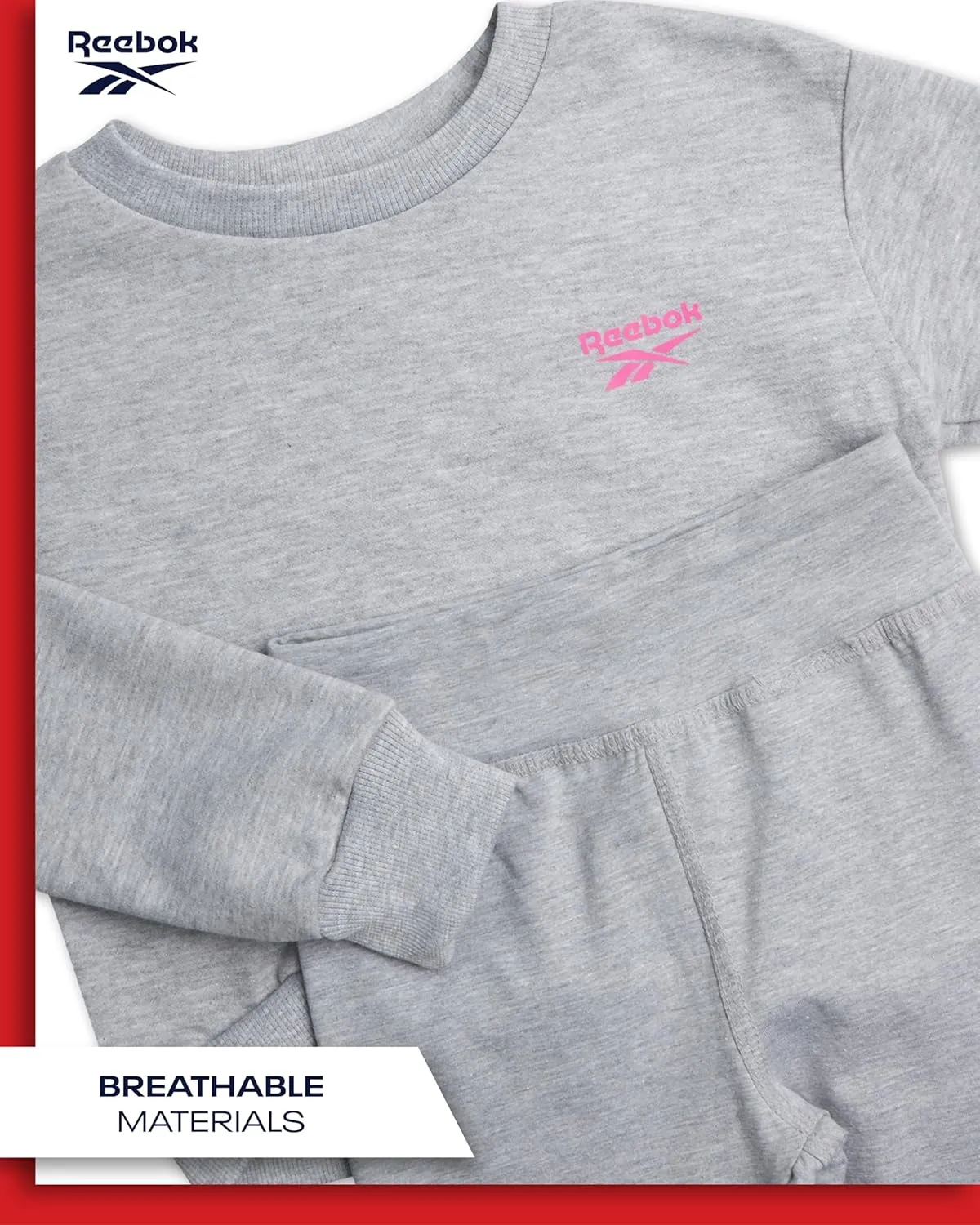 Reebok Toddler Girls' Pants Set - 2 Piece Active Fleece Hoodie Sweatshirt and Leggings for Toddlers and Little Girls (2T-6X)