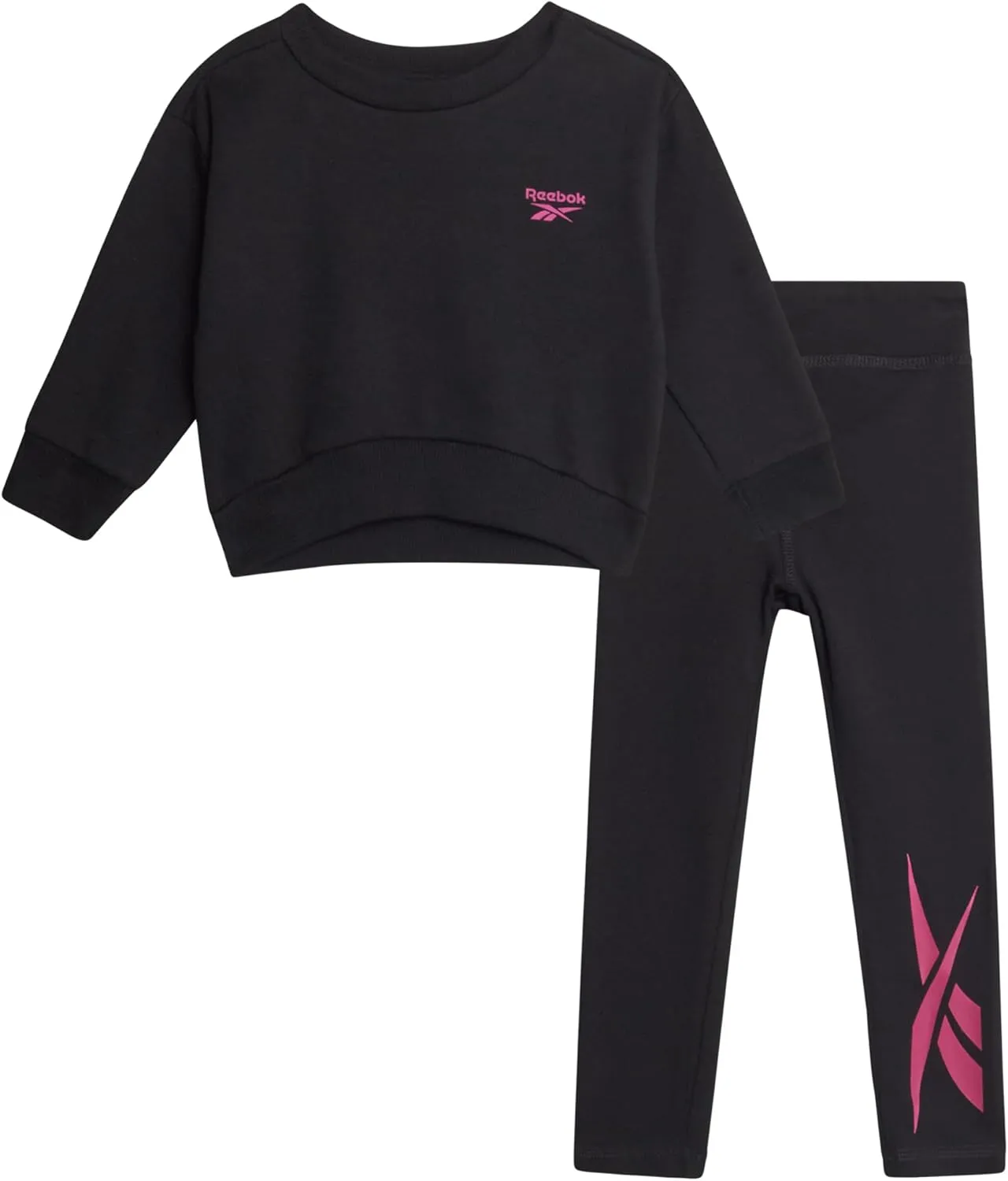 Reebok Toddler Girls Pants Set - 2 Piece Active Fleece Hoodie Sweatshirt and Leggings for Toddlers and Little Girls (2T-6X)