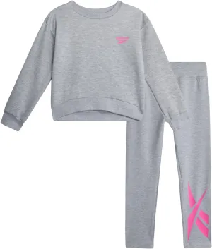 Reebok Toddler Girls' Pants Set - 2 Piece Active Fleece Hoodie Sweatshirt and Leggings for Toddlers and Little Girls (2T-6X)
