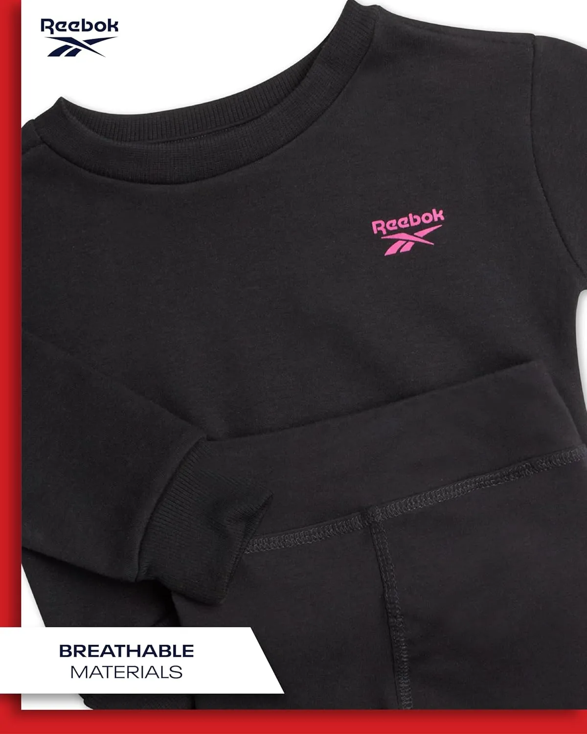 Reebok Toddler Girls Pants Set - 2 Piece Active Fleece Hoodie Sweatshirt and Leggings for Toddlers and Little Girls (2T-6X)