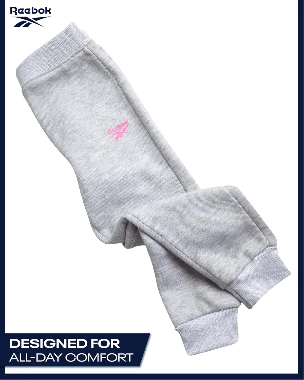 Reebok Toddler Girls' Sweatsuit Set - 2 Piece Fleece Sweatshirt and Jogger Sweatpants Set for Little Girls (Sizes: 2T-6X)
