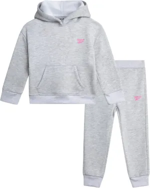Reebok Toddler Girls' Sweatsuit Set - 2 Piece Fleece Sweatshirt and Jogger Sweatpants Set for Little Girls (Sizes: 2T-6X)