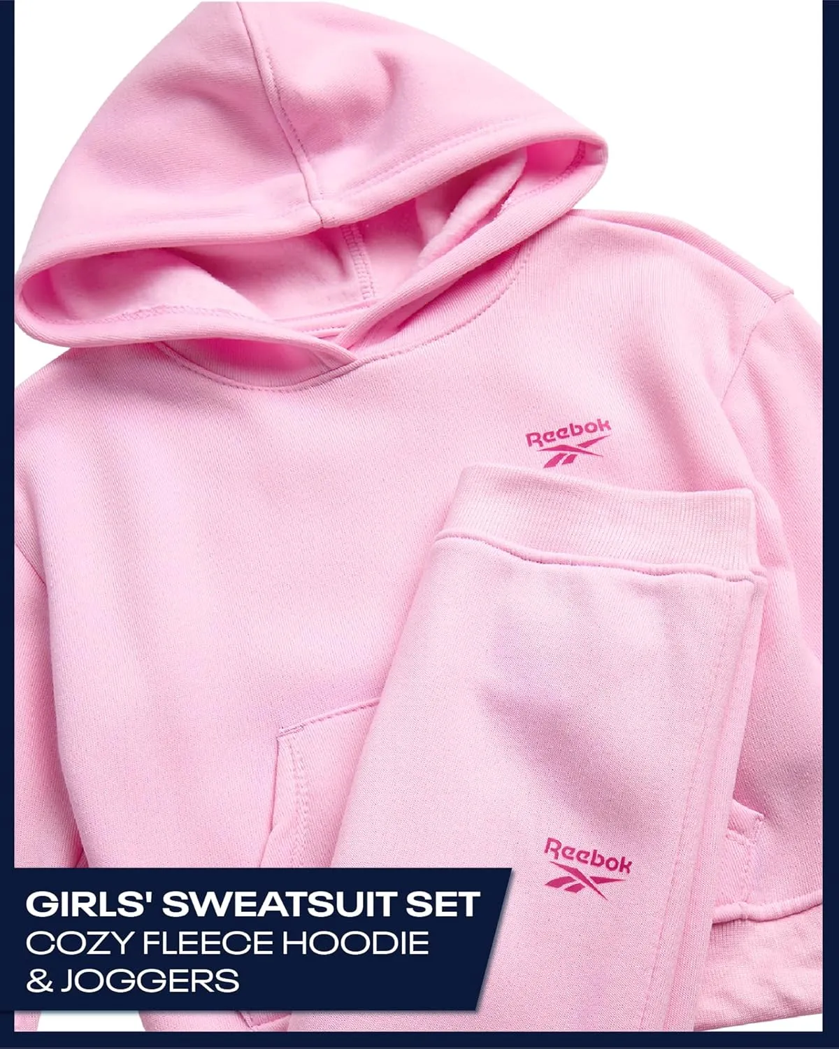 Reebok Toddler Girls' Sweatsuit Set - 2 Piece Fleece Sweatshirt and Jogger Sweatpants Set for Little Girls (Sizes: 2T-6X)