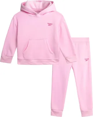 Reebok Toddler Girls' Sweatsuit Set - 2 Piece Fleece Sweatshirt and Jogger Sweatpants Set for Little Girls (Sizes: 2T-6X)