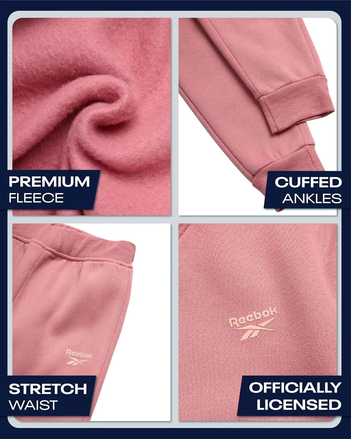 Reebok Toddler Girls' Sweatsuit Set - 2 Piece Fleece Sweatshirt and Jogger Sweatpants Set for Little Girls (Sizes: 2T-6X)