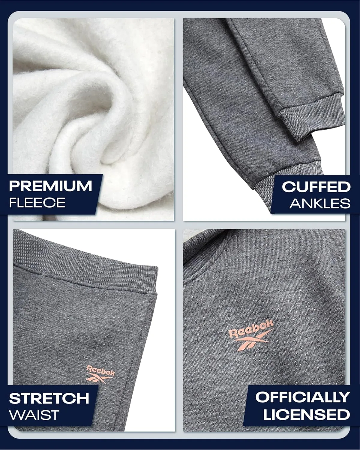 Reebok Toddler Girls' Sweatsuit Set - 2 Piece Fleece Sweatshirt and Jogger Sweatpants Set for Little Girls (Sizes: 2T-6X)