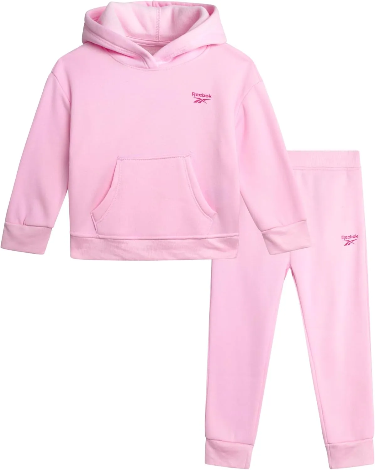 Reebok Toddler Girls' Sweatsuit Set - 2 Piece Fleece Sweatshirt and Jogger Sweatpants Set for Little Girls (Sizes: 2T-6X)