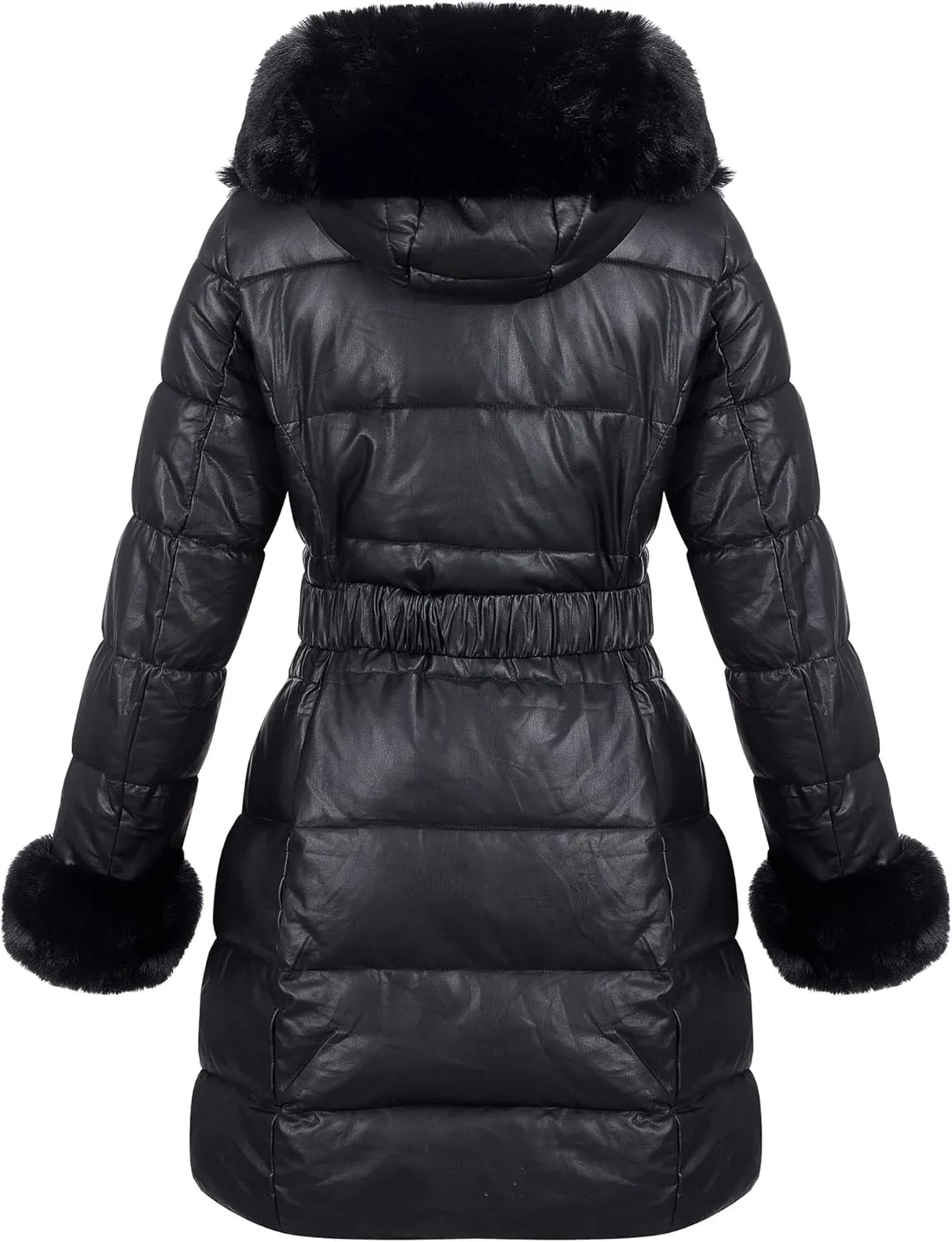 RISISSIDA Puffer Jacket Women Winter Fur Lined Coat with Long Fur Collar Hooded Cold-resistant, Warm Bubble Overcoat