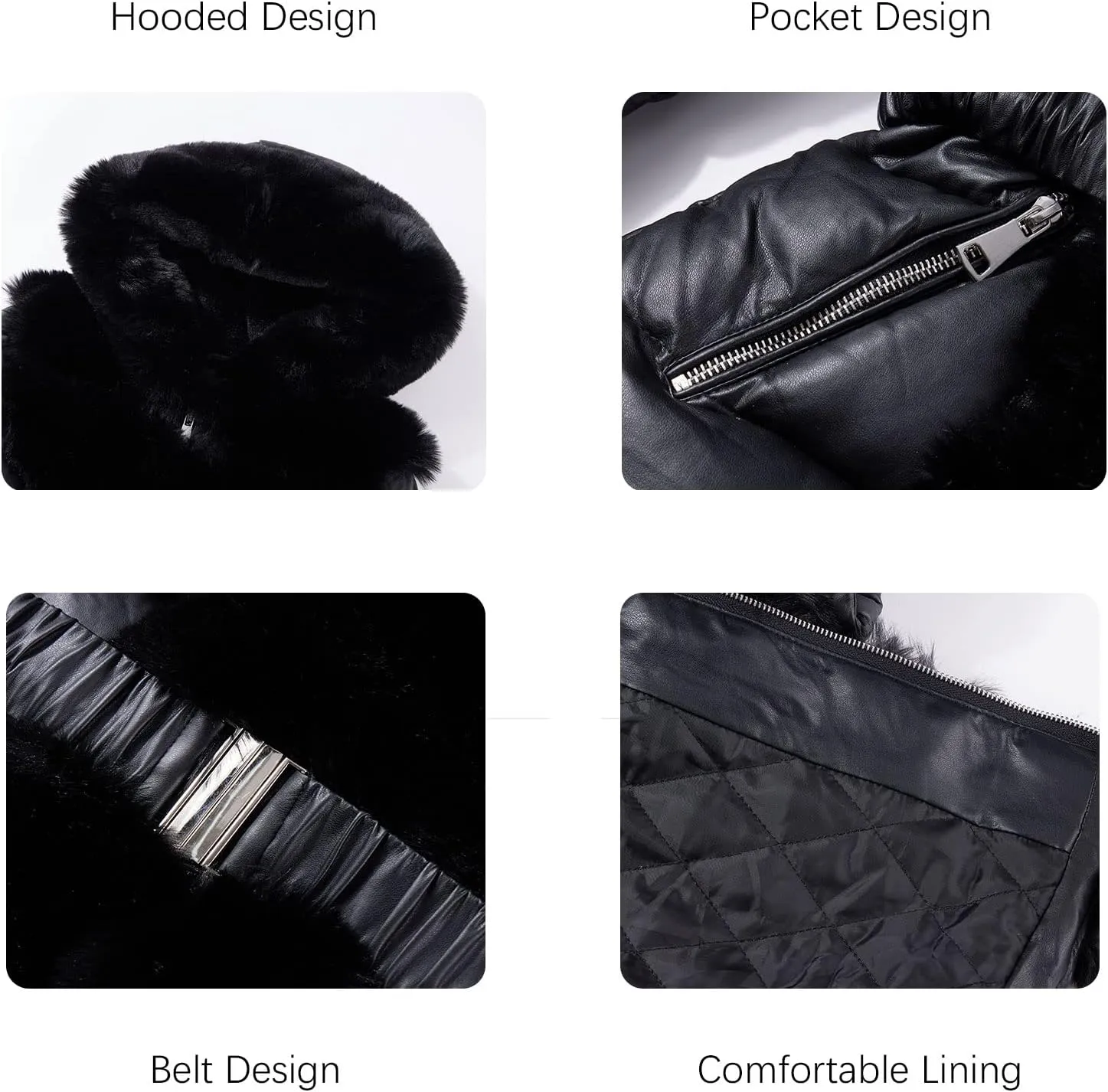 RISISSIDA Puffer Jacket Women Winter Fur Lined Coat with Long Fur Collar Hooded Cold-resistant, Warm Bubble Overcoat