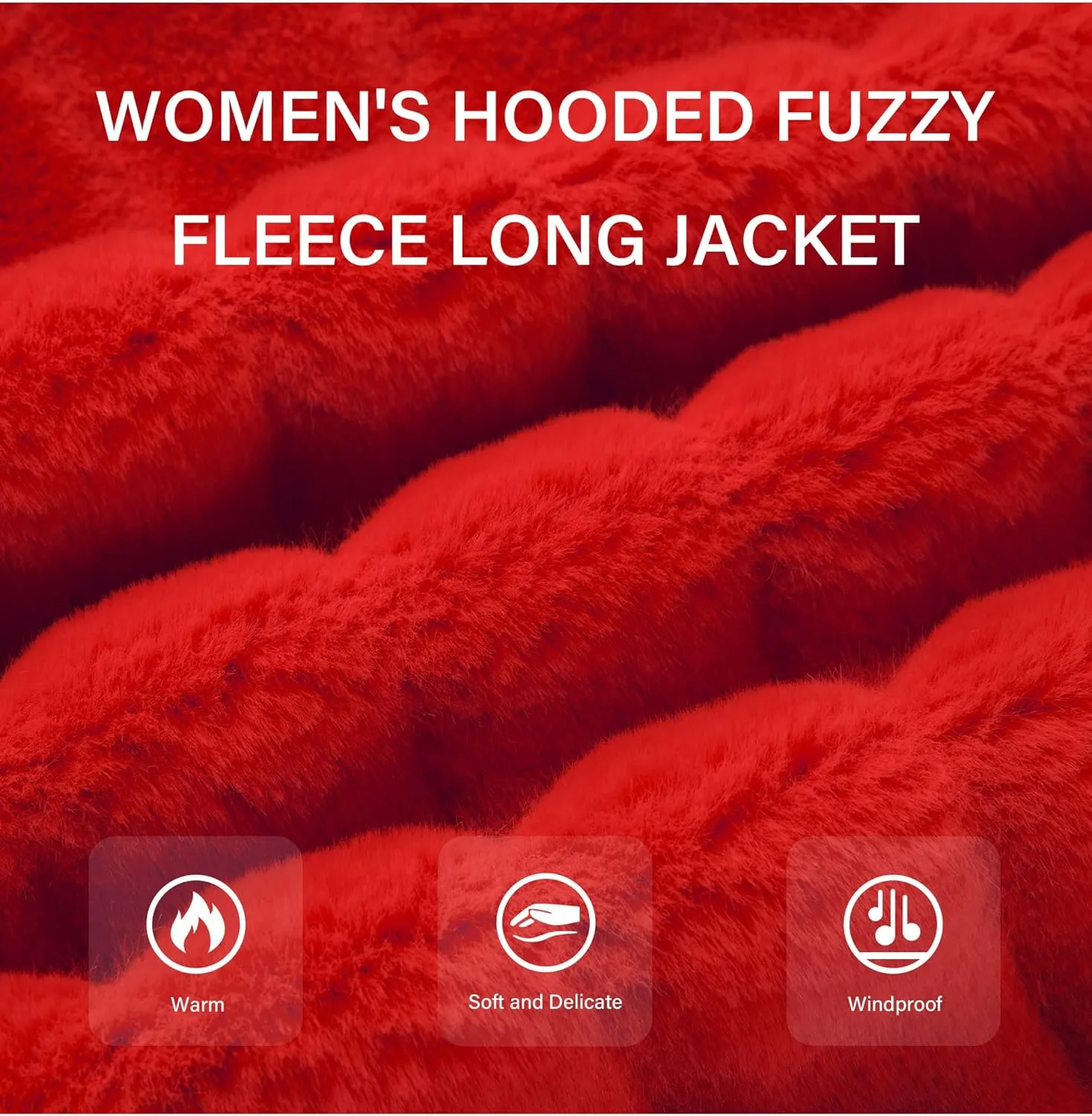 RISISSIDA Women Long Faux Fur Coat Fuzzy Jacket Hooded Winter Fall Warm Overcoat