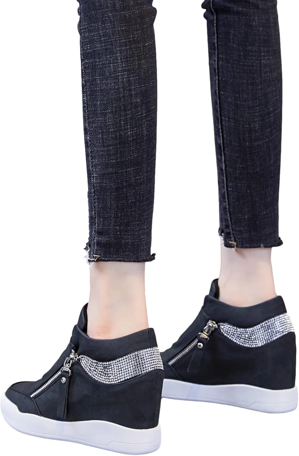 rismart Women's Wedge Platform Bootie Fashion Sneakers