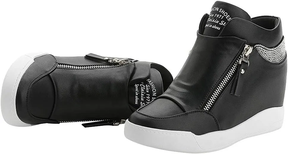 rismart Women's Wedge Platform Bootie Fashion Sneakers