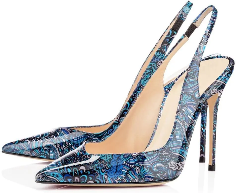 SAMMITOP Women's Pointed Toe Slingback Pumps High Heel Party Evening Dress Shoes