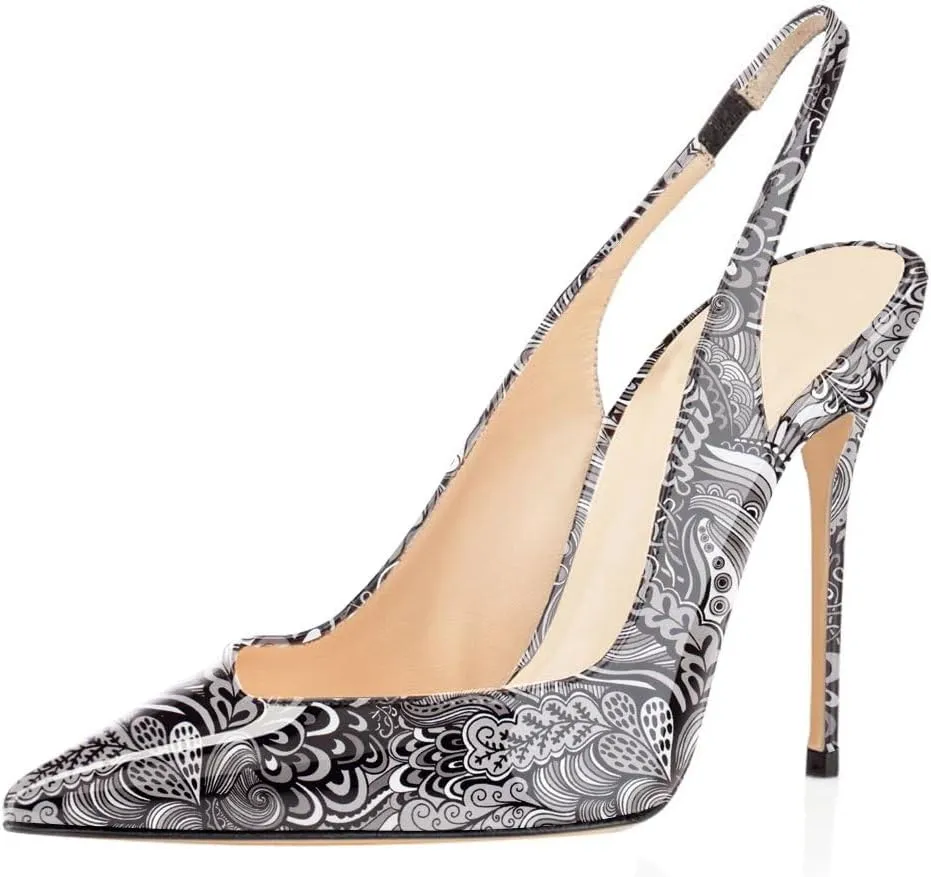 SAMMITOP Women's Pointed Toe Slingback Pumps High Heel Party Evening Dress Shoes