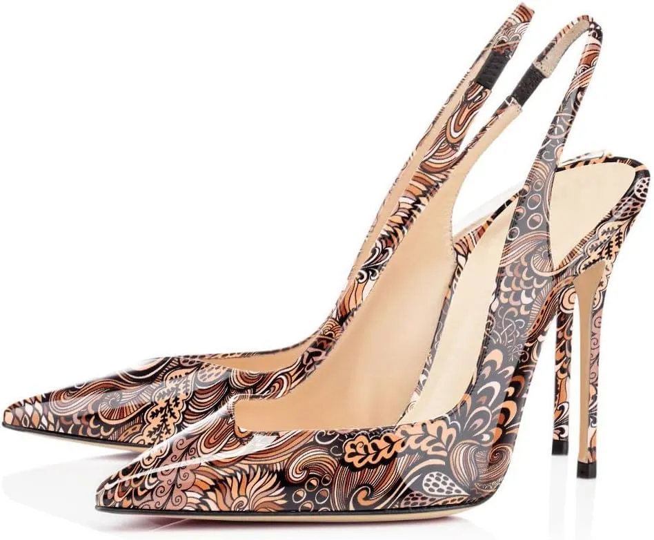 SAMMITOP Women's Pointed Toe Slingback Pumps High Heel Party Evening Dress Shoes