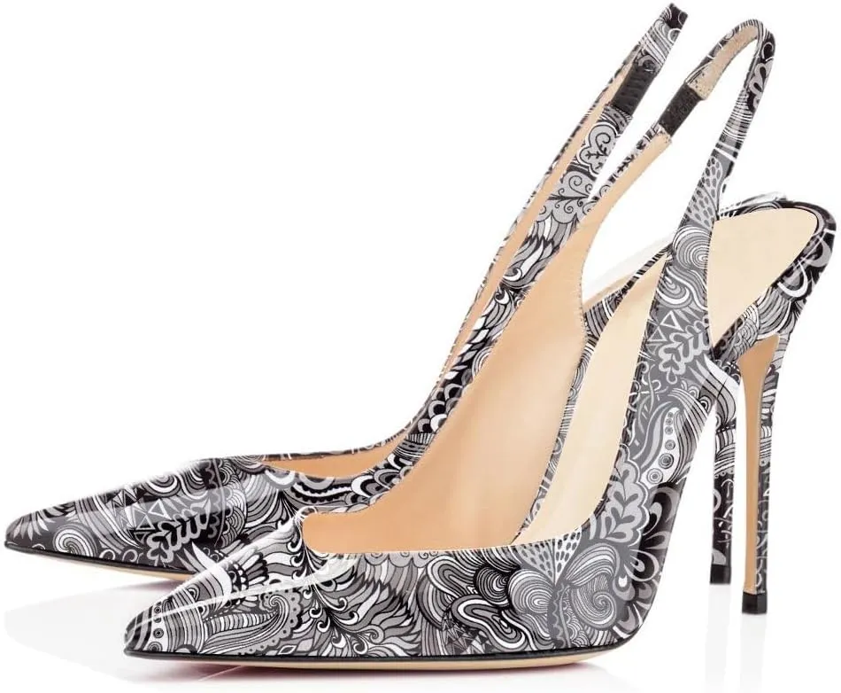 SAMMITOP Women's Pointed Toe Slingback Pumps High Heel Party Evening Dress Shoes
