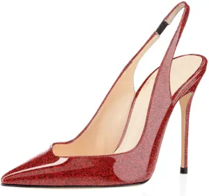 SAMMITOP Women's Pointed Toe Slingback Pumps High Heel Party Evening Dress Shoes