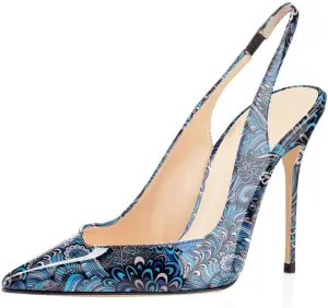 SAMMITOP Women's Pointed Toe Slingback Pumps High Heel Party Evening Dress Shoes