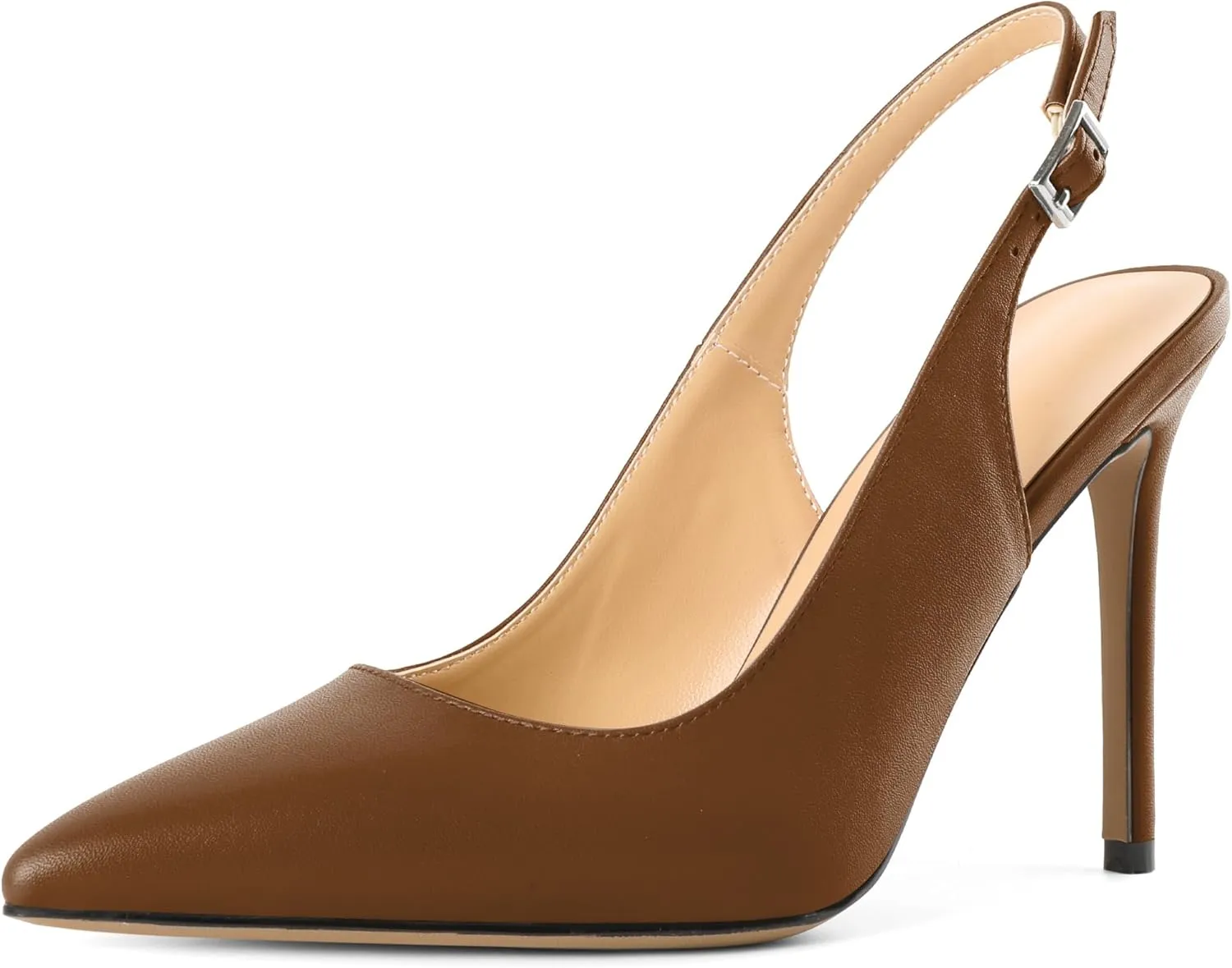 SAMMITOP Women's Slingback Pumps High Heel Pointed Toe Ankle Strap Office Party Dress Shoes 4 Inch