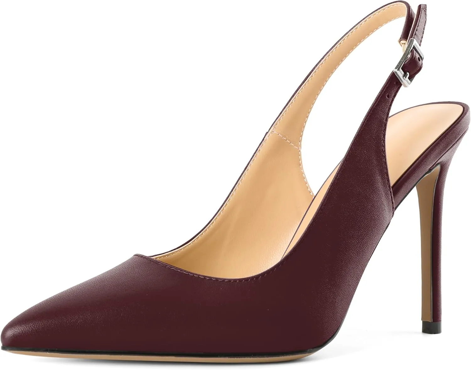 SAMMITOP Women's Slingback Pumps High Heel Pointed Toe Ankle Strap Office Party Dress Shoes 4 Inch