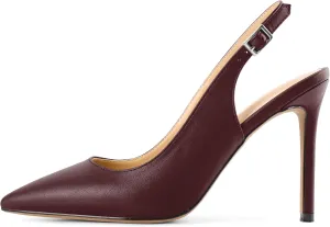 SAMMITOP Women's Slingback Pumps High Heel Pointed Toe Ankle Strap Office Party Dress Shoes 4 Inch
