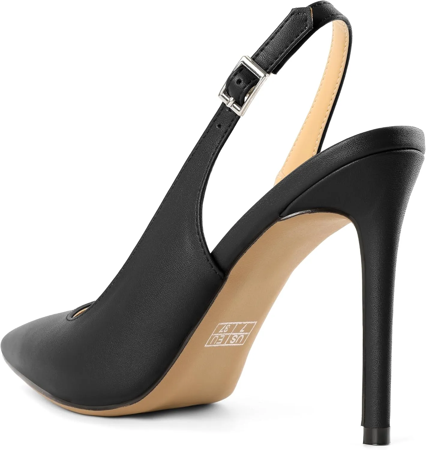 SAMMITOP Women's Slingback Pumps High Heel Pointed Toe Ankle Strap Office Party Dress Shoes 4 Inch