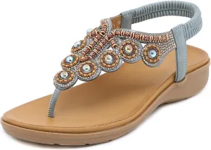Sandals for Women Dressy Casual Flip Flops Summer Beach Comfortable Sandals Bohemian Walking Flats Shoes