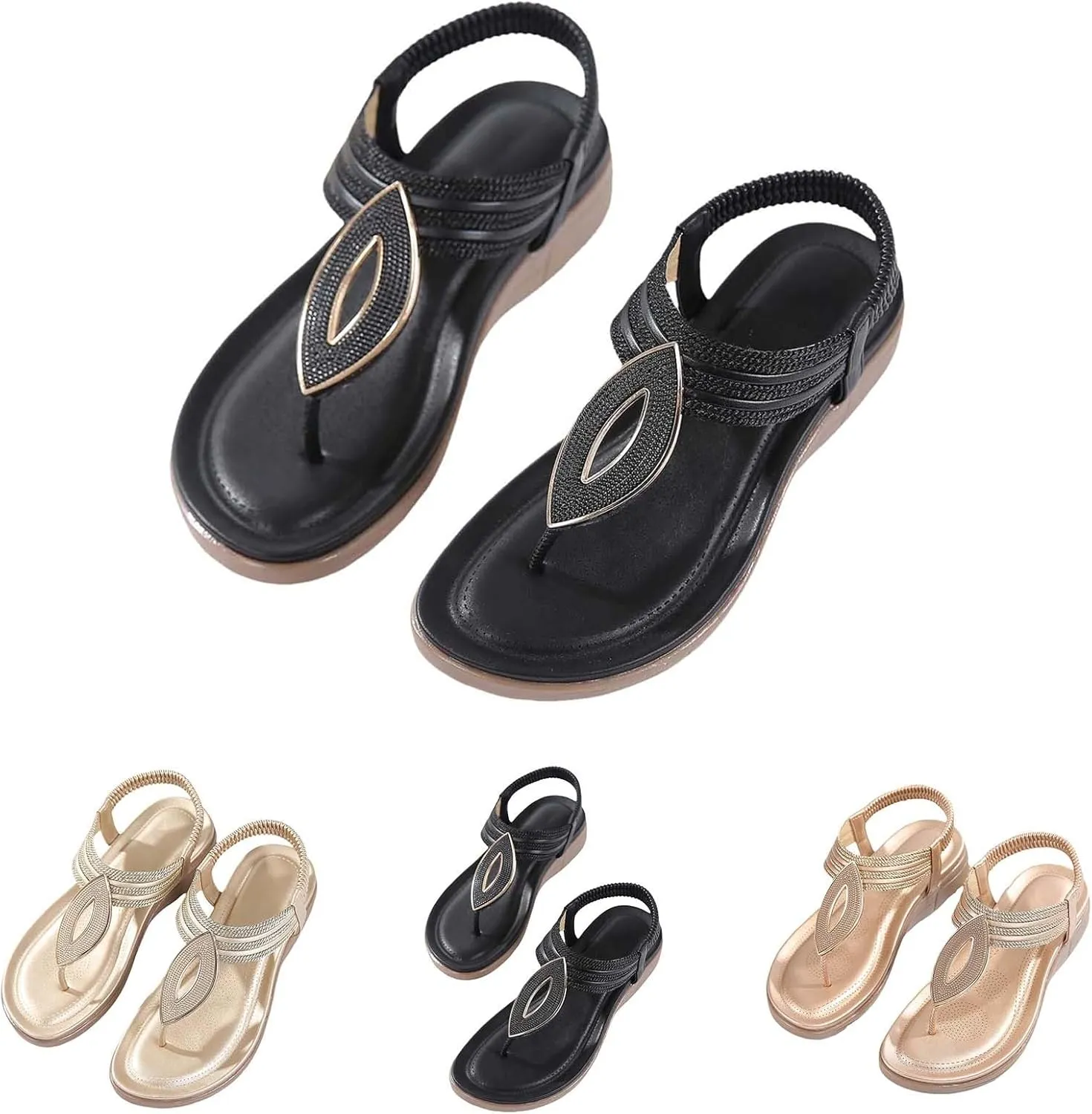 Sandals for Women Dressy Casual Flip Flops Summer Beach Comfortable Sandals Bohemian Walking Flats Shoes