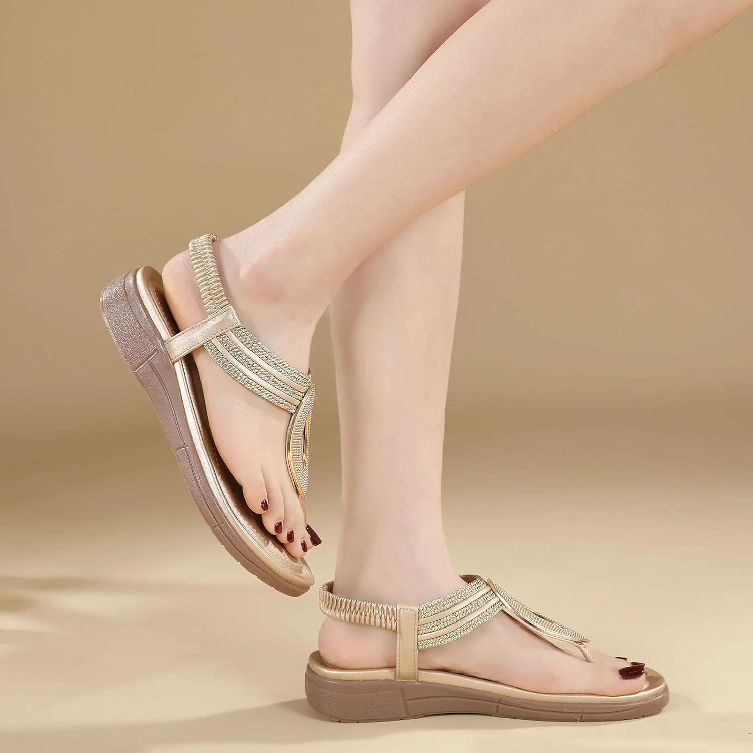 Sandals for Women Dressy Casual Flip Flops Summer Beach Comfortable Sandals Bohemian Walking Flats Shoes