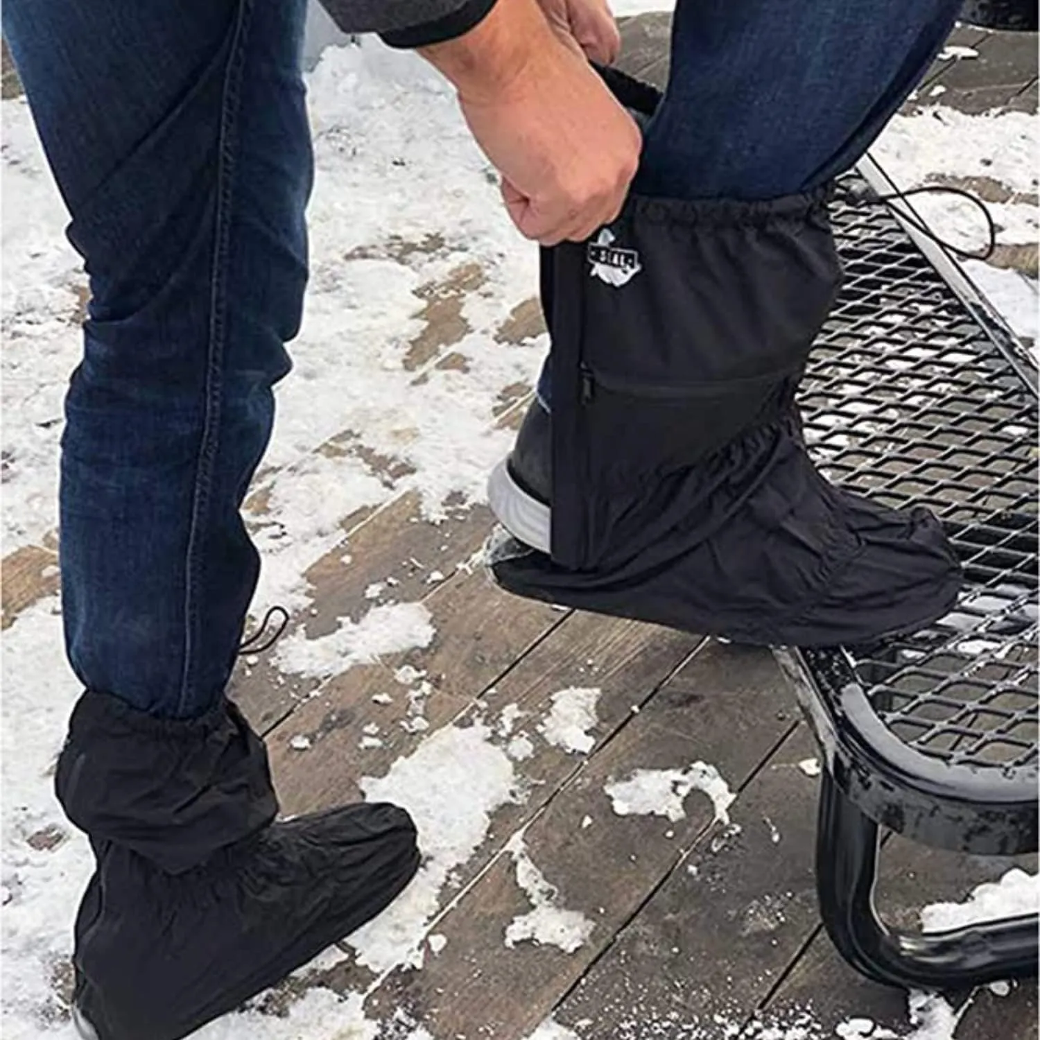 SEAL Waterproof Shoe Covers, Reusable Rain Shoe Covers with Slip Resistant Sole & Large Zippers, Rain Mud Snow Shoe Protector Covers for Men & Women