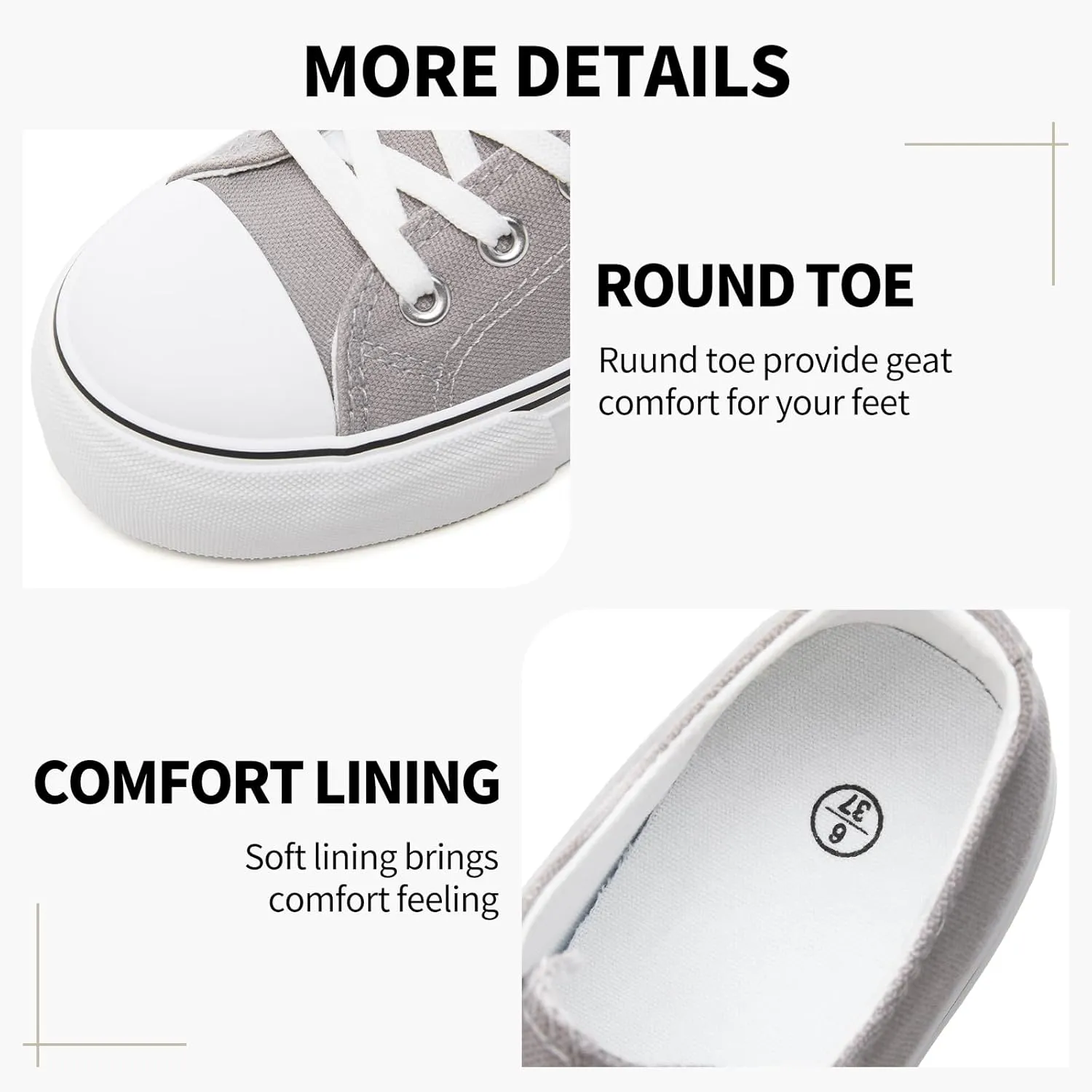 SERNIAL Womens White Platform Sneakers Low Top Platform Shoes Black Canvas Shoes for Women