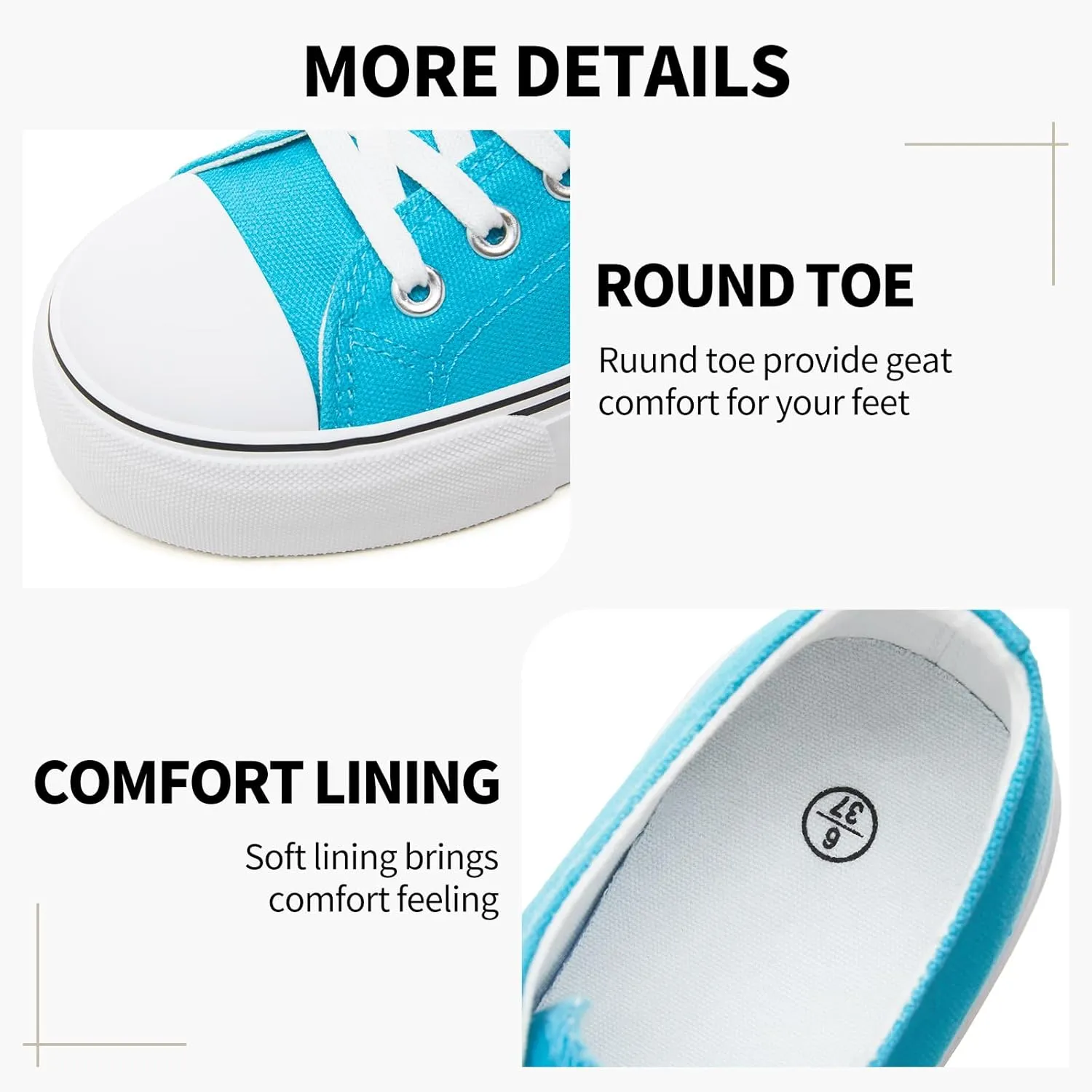 SERNIAL Womens White Platform Sneakers Low Top Platform Shoes Black Canvas Shoes for Women