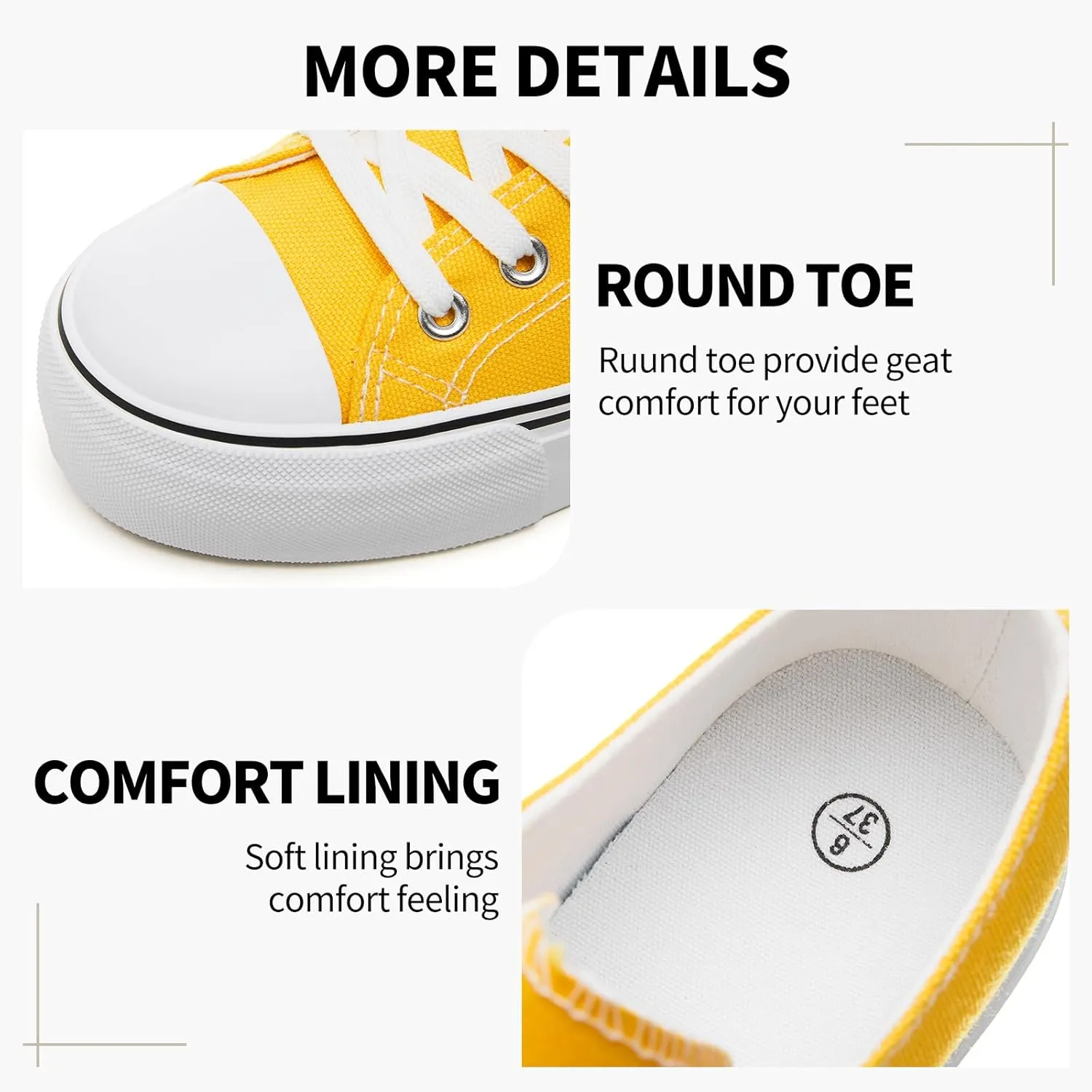 SERNIAL Womens White Platform Sneakers Low Top Platform Shoes Black Canvas Shoes for Women